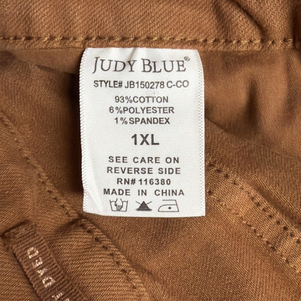 JUDY BLUE Women's Shorts Size 1XL Brown Garment Dyed Jean Stretch Comfort - Picture 6 of 7
